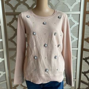 Loft. Dressy Sweatshirt. Blush & Embellished! Medium.